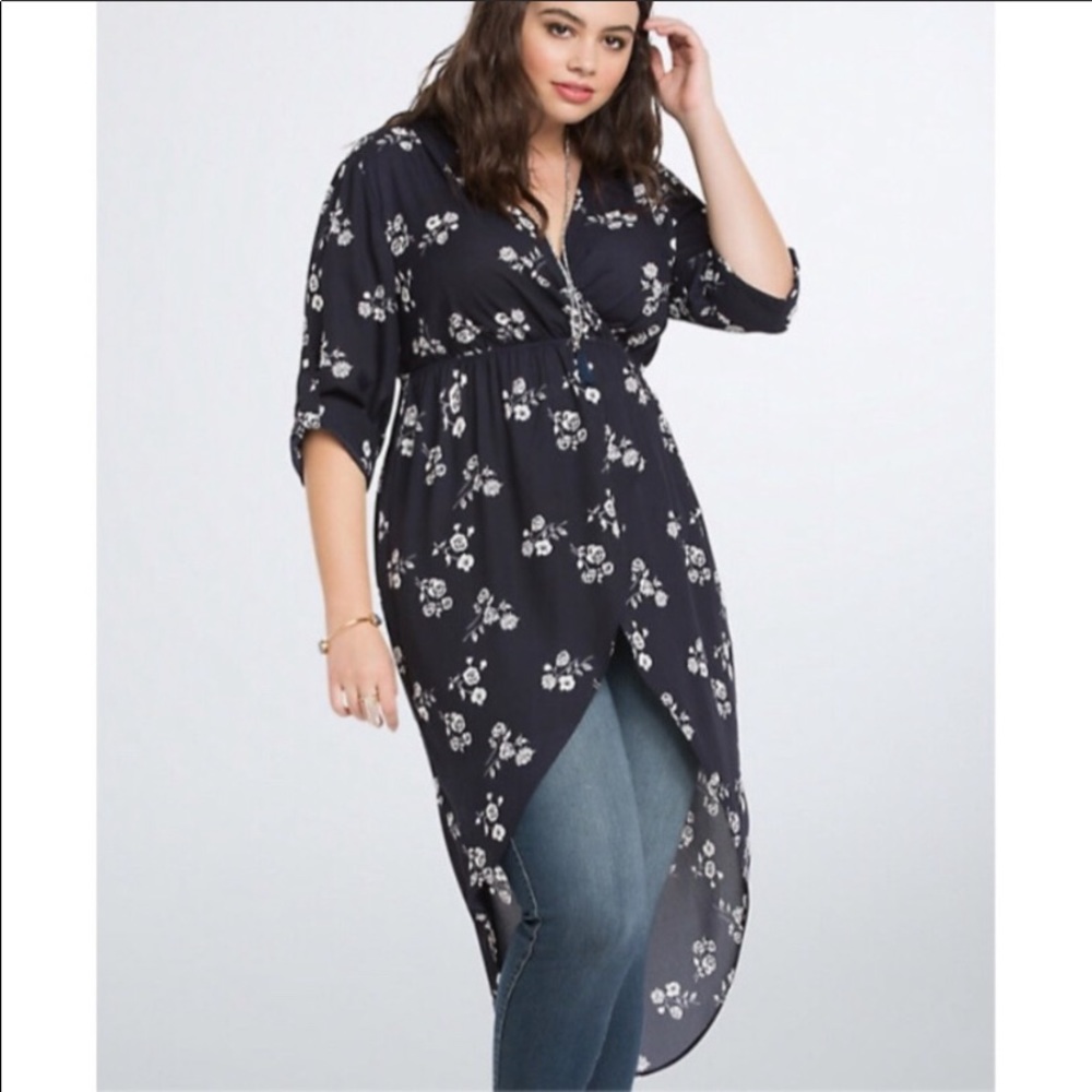 Torrid Floral Tunic High-Low Navy